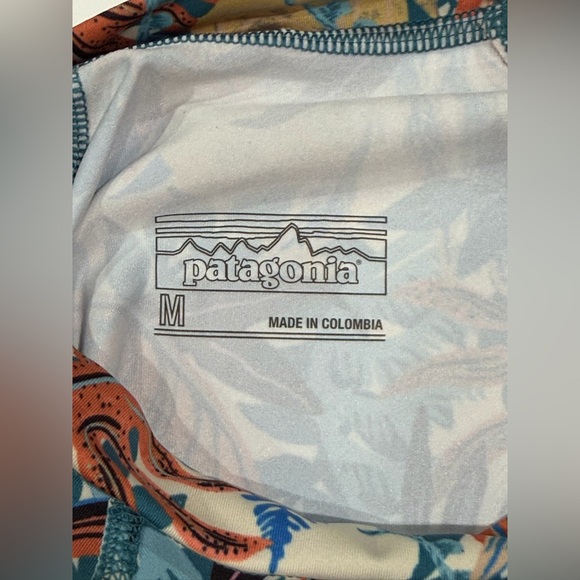 Patagonia Teal Floral Long Sleeve Women's Micro Swell Rashguard Top size M - Picture 11 of 11